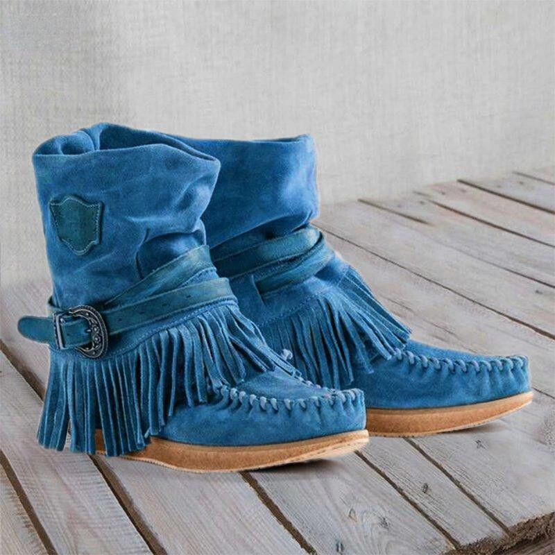 Sepatu Bot Wanita Rumbai Retro - Tasmota ulasan dan harga